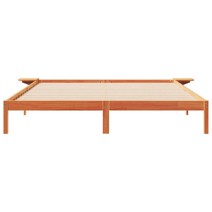 vidaXL Bed Frame with Side Tables Wax Brown 180 x 220 cm