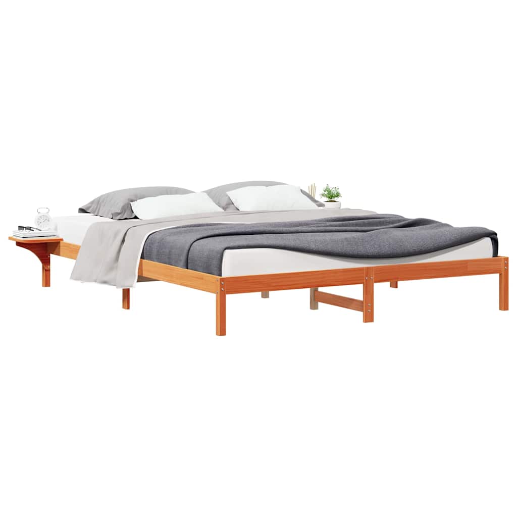 vidaXL Bed Frame with Side Tables Wax Brown 180 x 220 cm