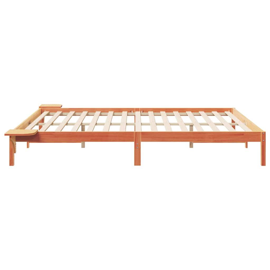 vidaXL Bed Frame with Side Tables Wax Brown 180 x 220 cm