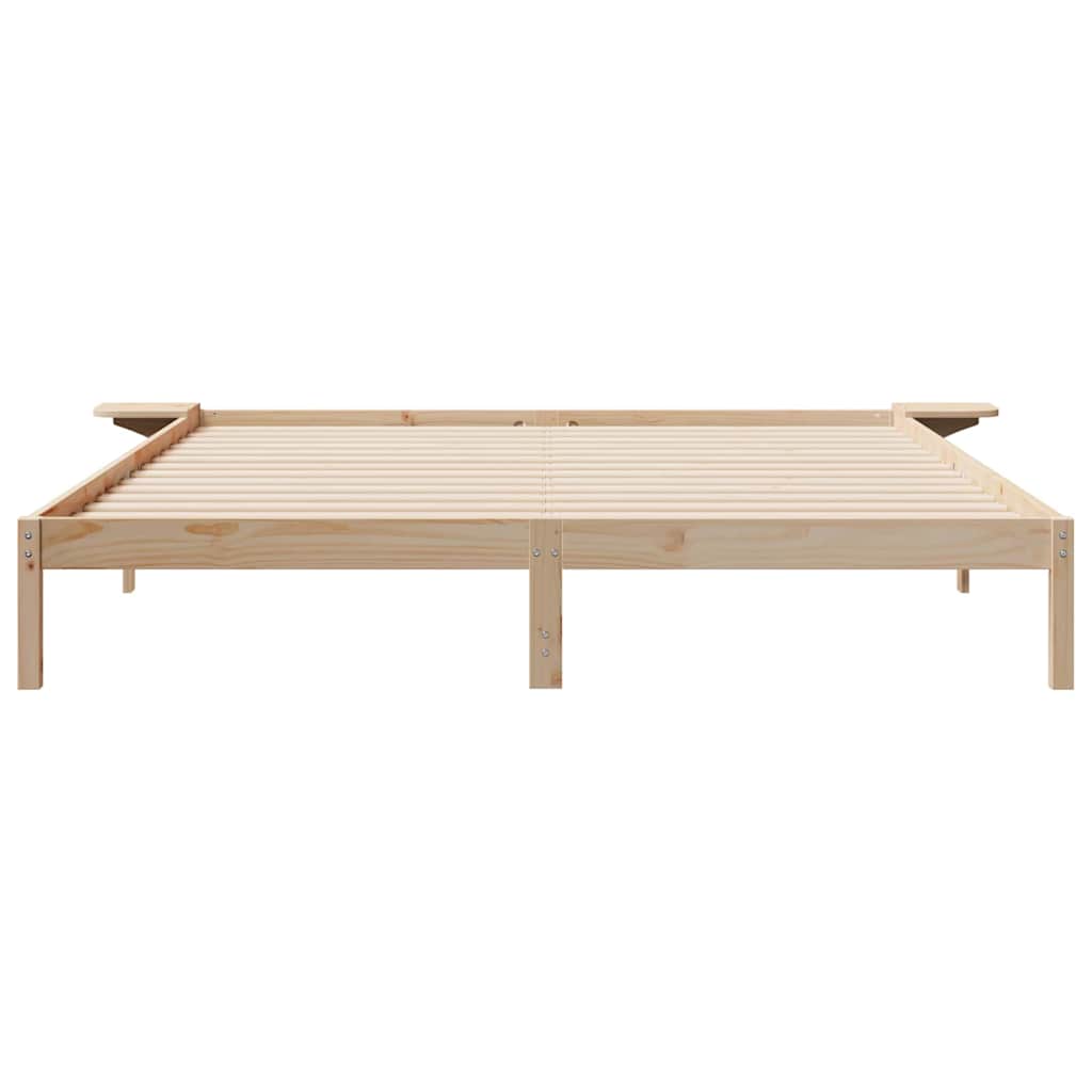 vidaXL Bed Frame with Side Tables Natural 200 x 220 cm Solid Pine Wood