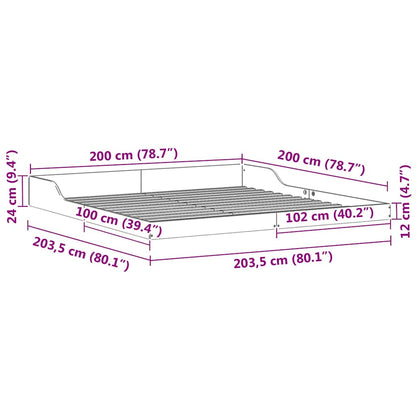 vidaXL Bed Frame Brown 200 x 200 cm Solid Pine Wood