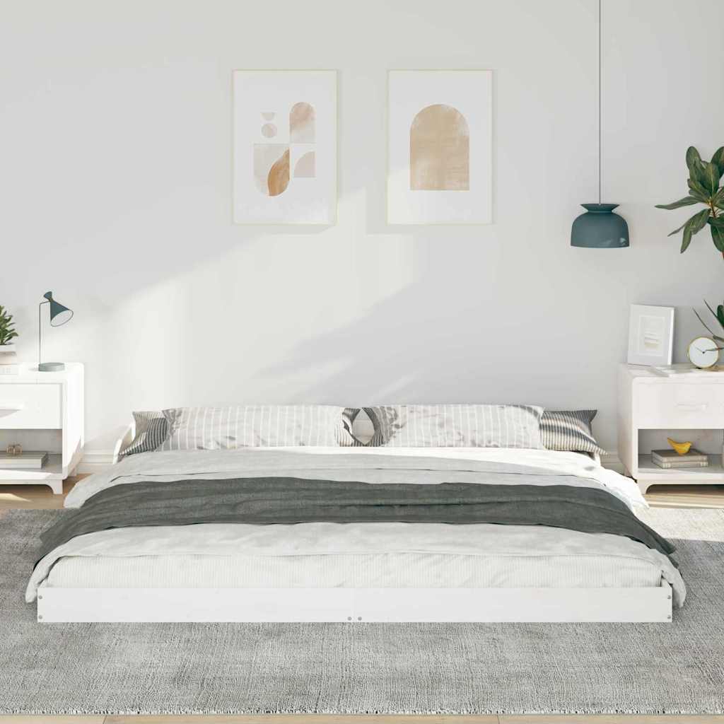 vidaXL Bed Frame White 200 x 200 cm Solid Pine Wood