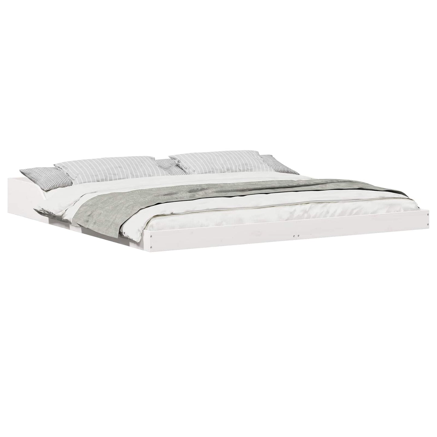 vidaXL Bed Frame White 200 x 200 cm Solid Pine Wood