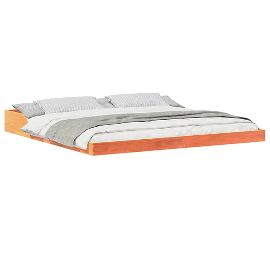 vidaXL Bed Frame Wax Brown 200 x 200 cm Solid Pine Wood