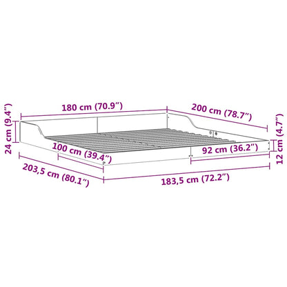 vidaXL Bed Frame Wax Brown 180 x 200 cm Solid Pine Wood
