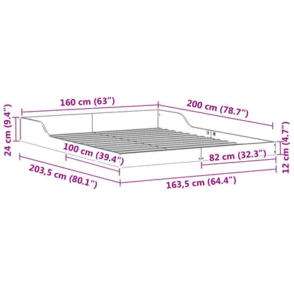 vidaXL Bed Frame Wax Brown 160 x 200 cm Solid Pine Wood