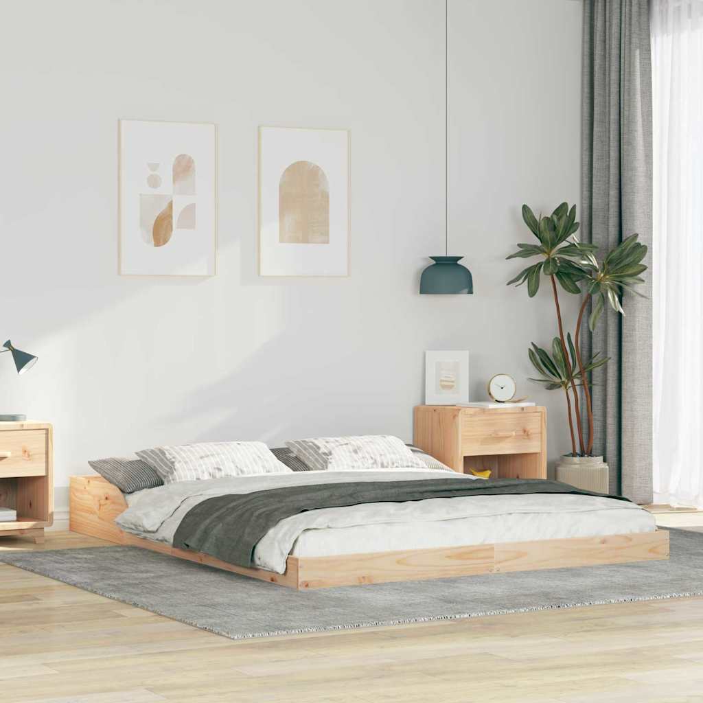 vidaXL Bed Frame Brown 150 x 200 cm Solid Pine Wood