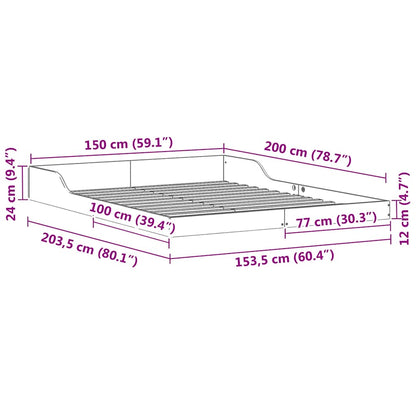 vidaXL Bed Frame Wax Brown 150 x 200 cm Solid Pine Wood