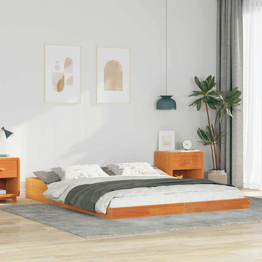 vidaXL Bed Frame Wax Brown 140 x 200 cm Solid Pine Wood
