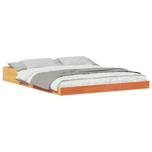 vidaXL Bed Frame Wax Brown 140 x 200 cm Solid Pine Wood