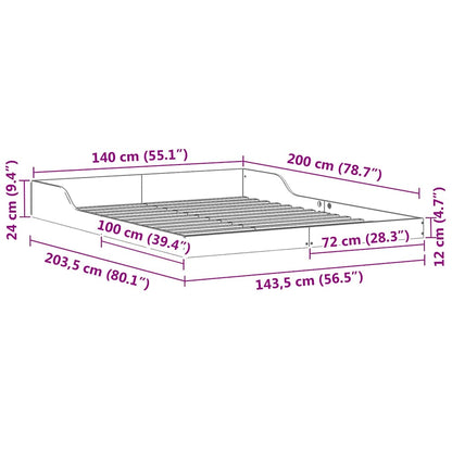 vidaXL Bed Frame Wax Brown 140 x 200 cm Solid Pine Wood