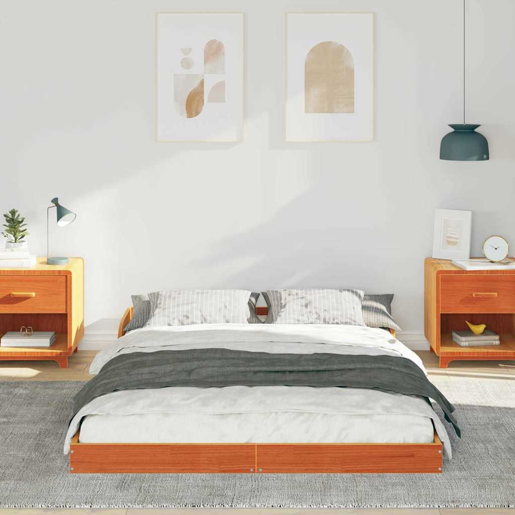 vidaXL Bed Frame Wax Brown 120 x 200 cm Solid Pine Wood