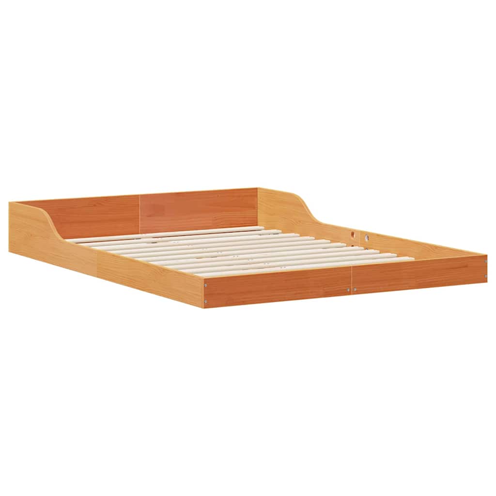 vidaXL Bed Frame Wax Brown 120 x 200 cm Solid Pine Wood