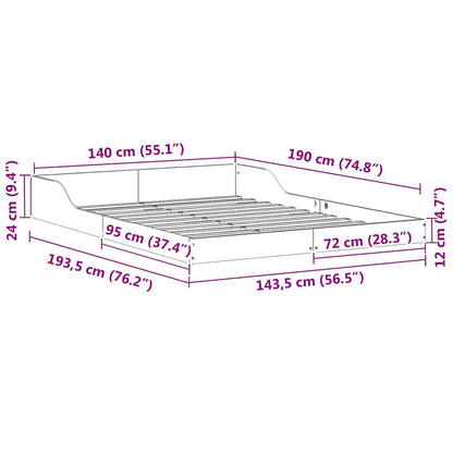 vidaXL Bed Frame White 140 x 190 cm Solid Pine Wood
