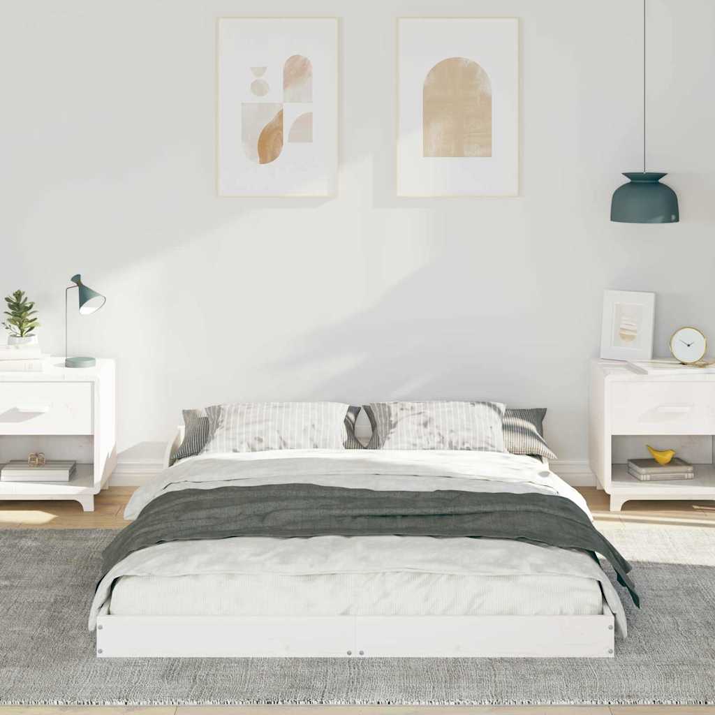 vidaXL Bed Frame White 135 x 190 cm Solid Pine Wood