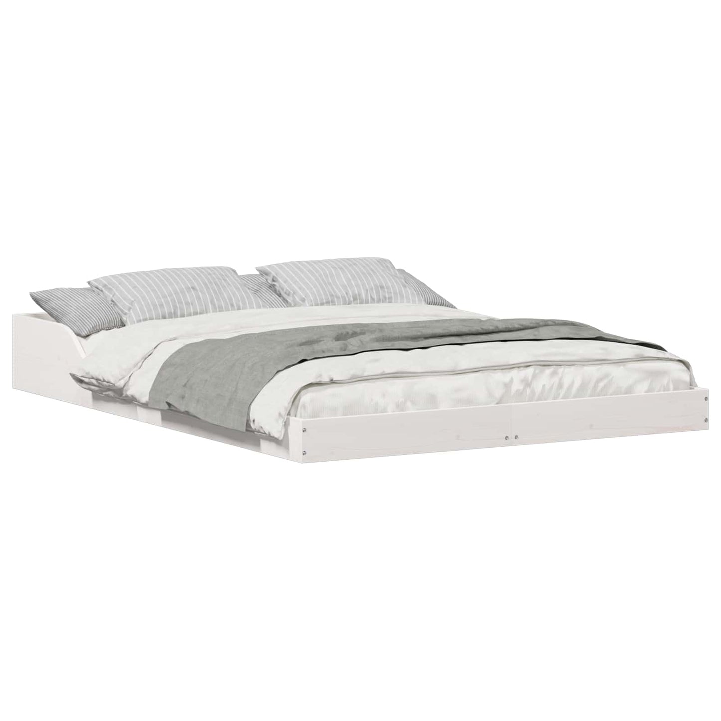 vidaXL Bed Frame White 135 x 190 cm Solid Pine Wood