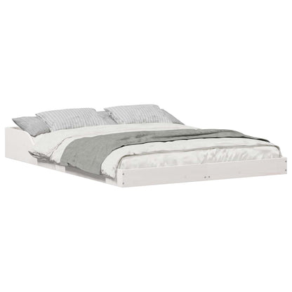 vidaXL Bed Frame White 135 x 190 cm Solid Pine Wood