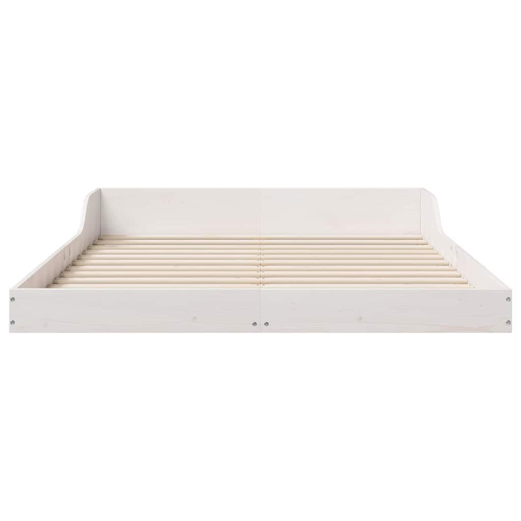 vidaXL Bed Frame White 135 x 190 cm Solid Pine Wood