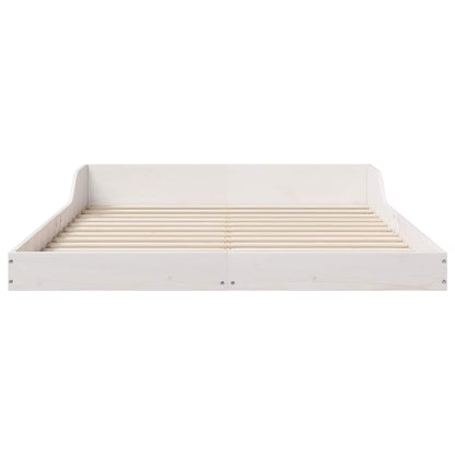 vidaXL Bed Frame White 135 x 190 cm Solid Pine Wood