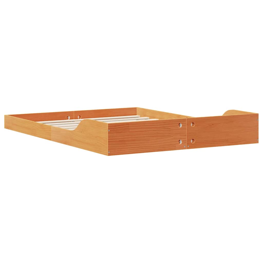 vidaXL Bed Frame Wax Brown 135 x 190 cm Solid Pine Wood
