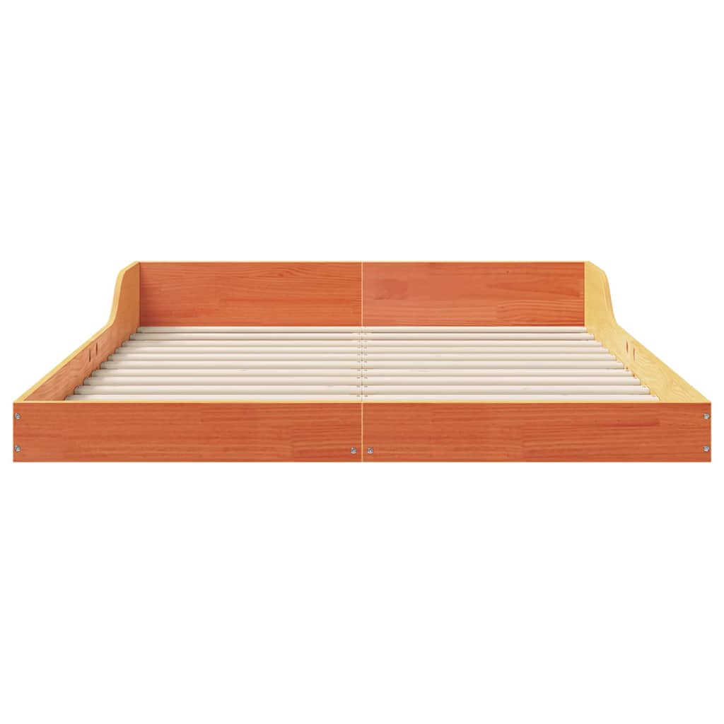 vidaXL Bed Frame Wax Brown 135 x 190 cm Solid Pine Wood