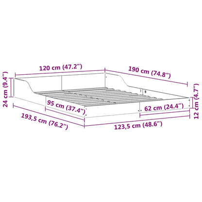 vidaXL Bed Frame Wax Brown 120 x 190 cm Solid Pine Wood