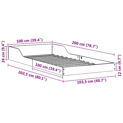 vidaXL Bed Frame White 100 x 200 cm Solid Pine Wood