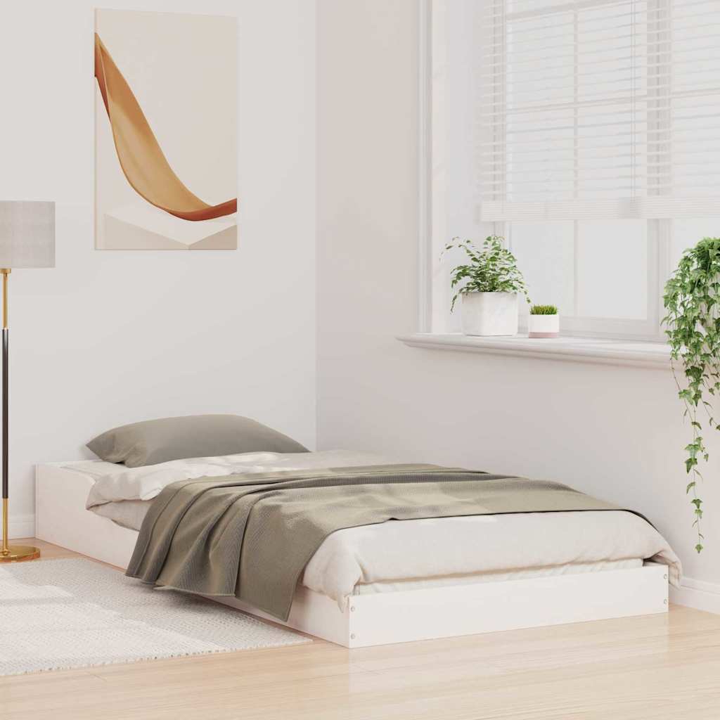 vidaXL Bed Frame White 90 x 200 cm Solid Pine Wood