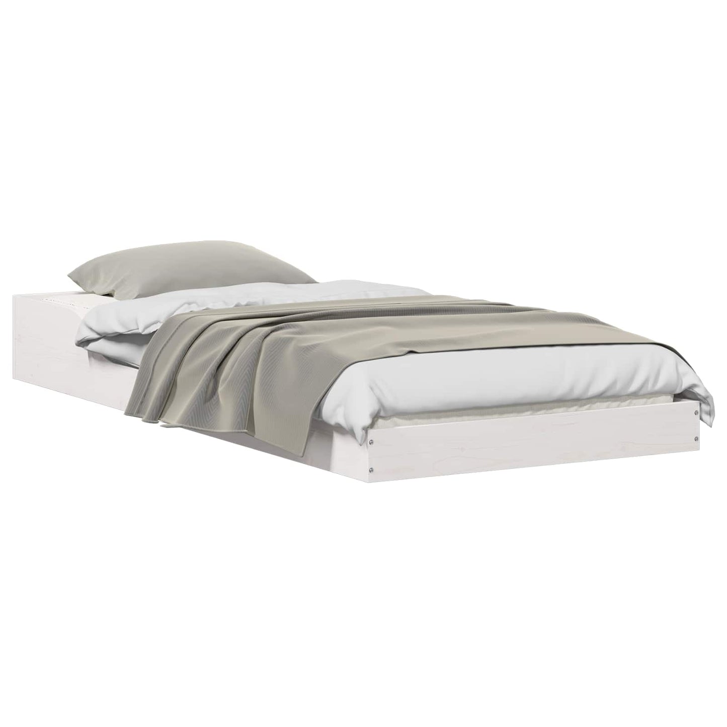 vidaXL Bed Frame White 90 x 200 cm Solid Pine Wood