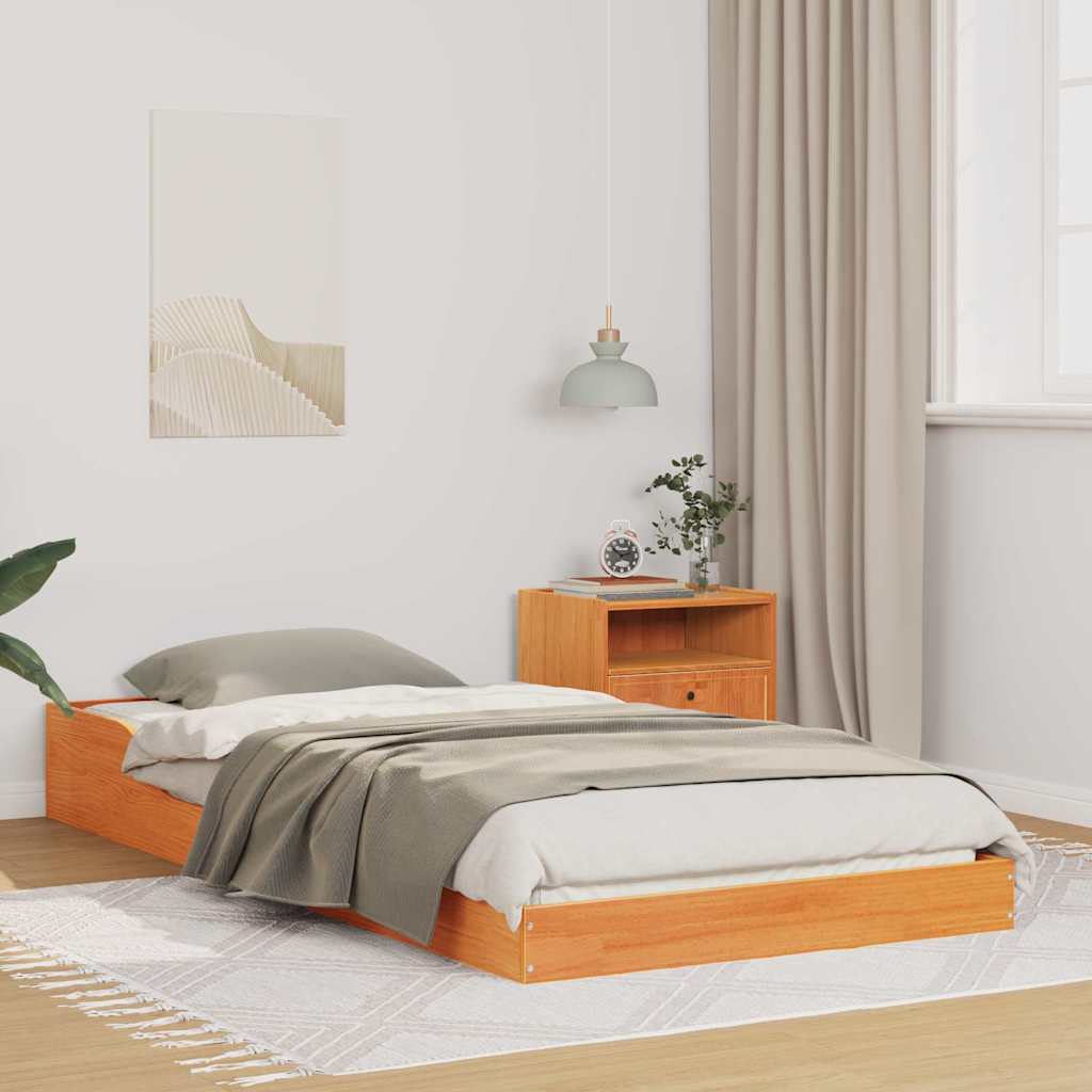 vidaXL Bed Frame Wax Brown 90 x 200 cm Solid Pine Wood
