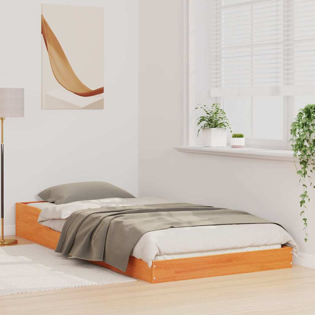 vidaXL Bed Frame Wax Brown 80 x 200 cm Solid Pine Wood