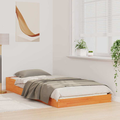 vidaXL Bed Frame Wax Brown 80 x 200 cm Solid Pine Wood