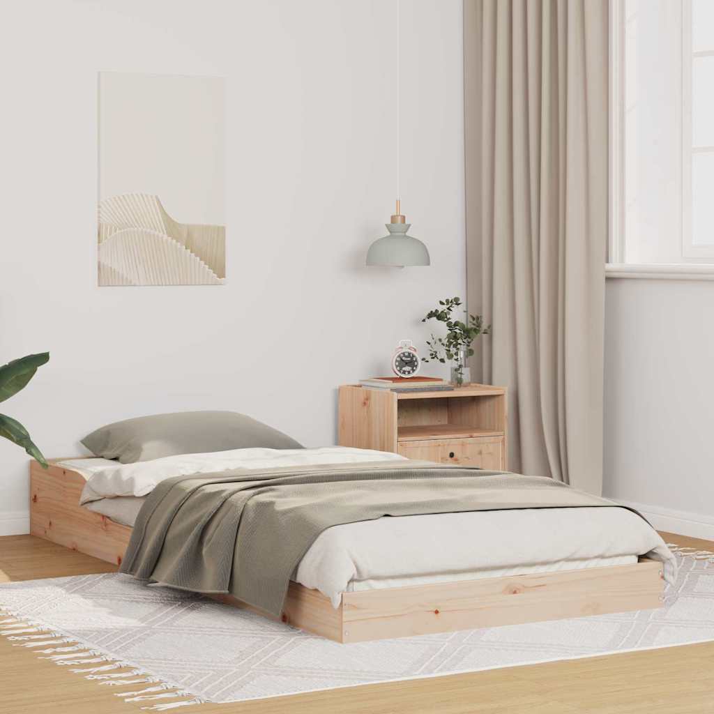 vidaXL Bed Frame Natural 90 x 190 cm Solid Pine Wood