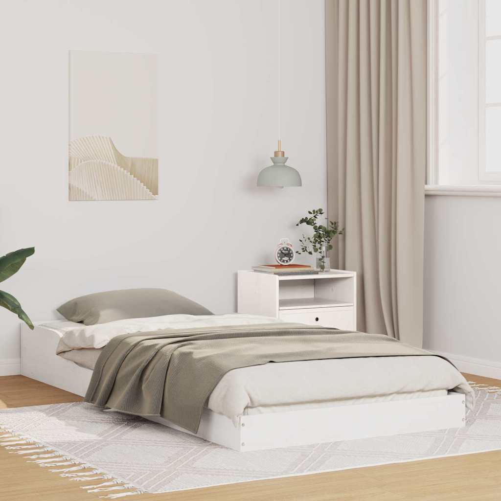 vidaXL Bed Frame White 90 x 190 cm Solid Pine Wood