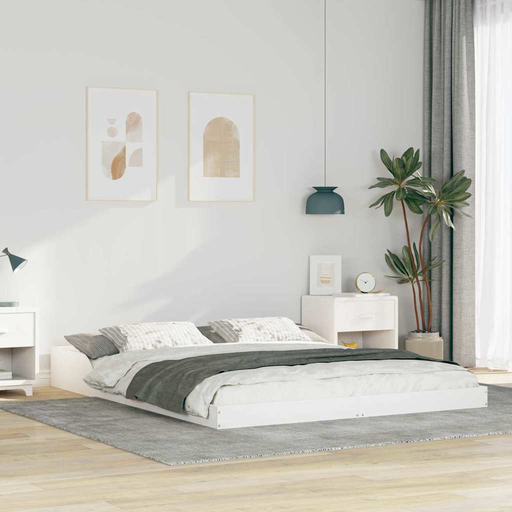 vidaXL Bed Frame White 140 x 210 cm Solid Pine Wood