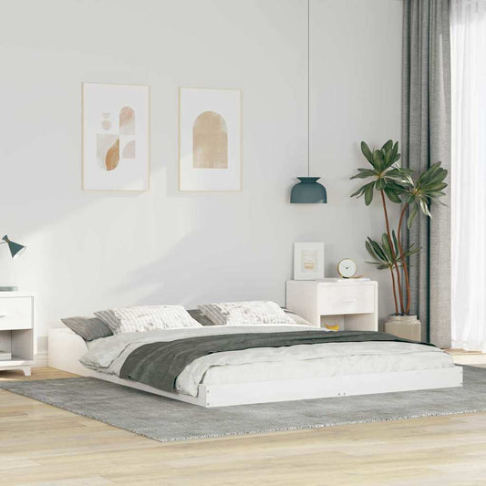 vidaXL Bed Frame White 140 x 210 cm Solid Pine Wood