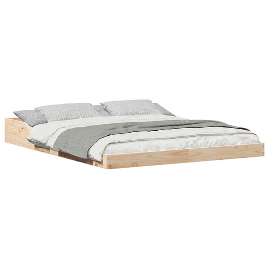 vidaXL Bed Frame Brown 160 x 210 cm Solid Pine Wood