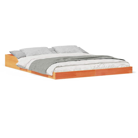 vidaXL Bed Frame Wax Brown 160 x 210 cm Solid Pine Wood