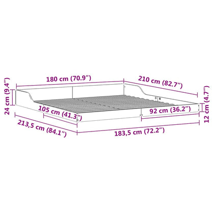 vidaXL Bed Frame Brown 180 x 210 cm Solid Pine Wood