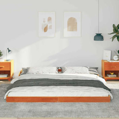 vidaXL Bed Frame Wax Brown 180 x 210 cm Solid Pine Wood