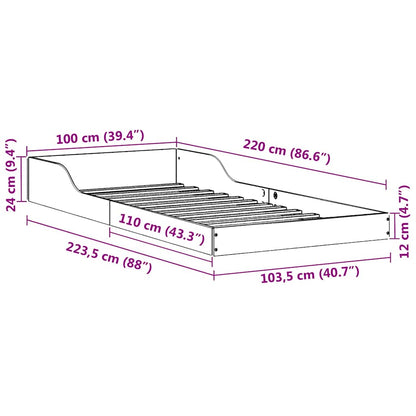 vidaXL Bed Frame Natural 100 x 220 cm Solid Pine Wood