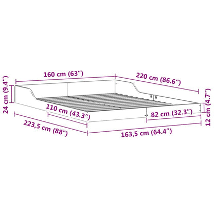 vidaXL Bed Frame White 160 x 220 cm Solid Pine Wood
