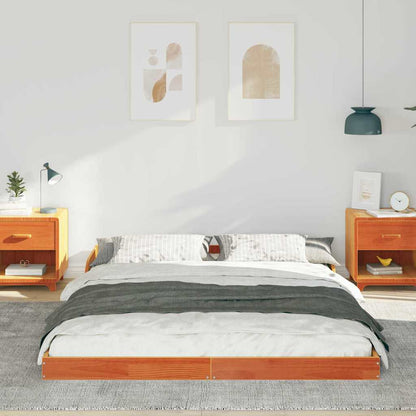 vidaXL Bed Frame Wax Brown 160 x 220 cm Solid Pine Wood