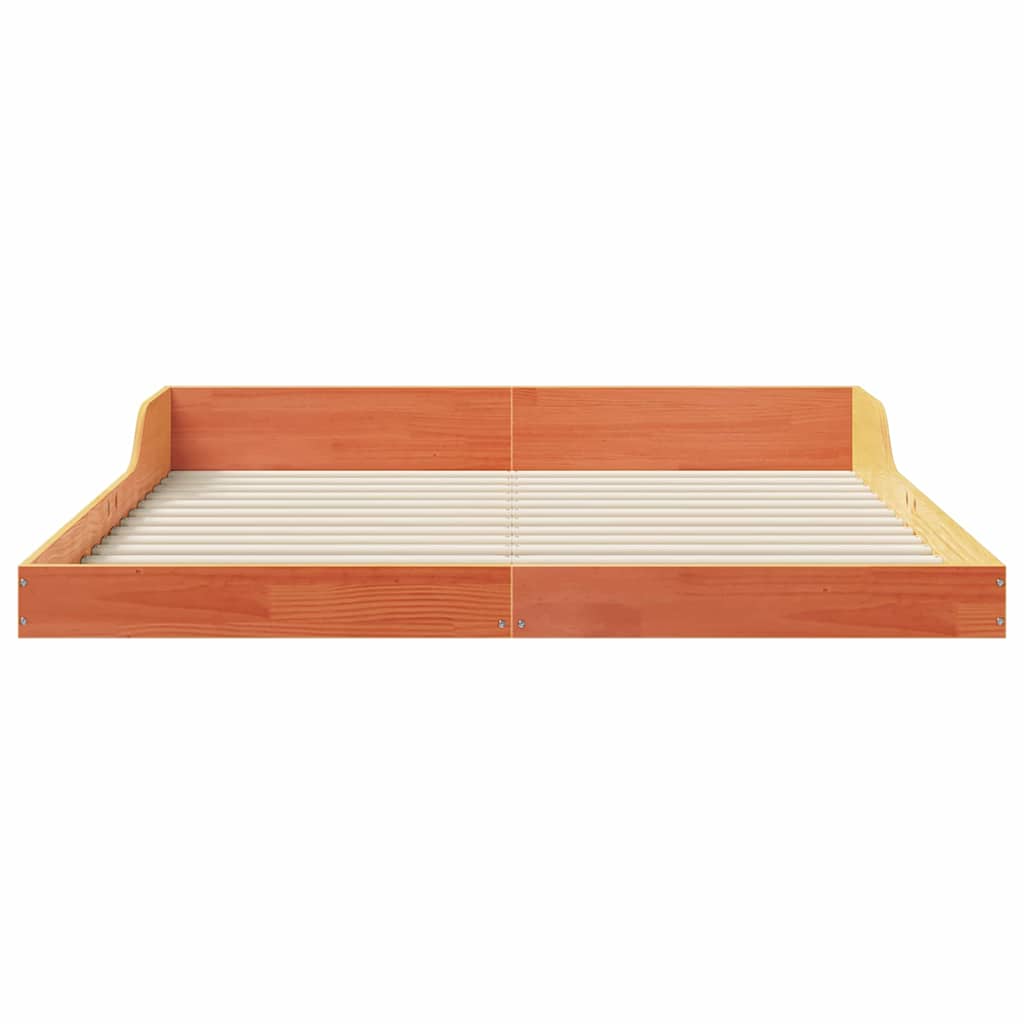 vidaXL Bed Frame Wax Brown 160 x 220 cm Solid Pine Wood