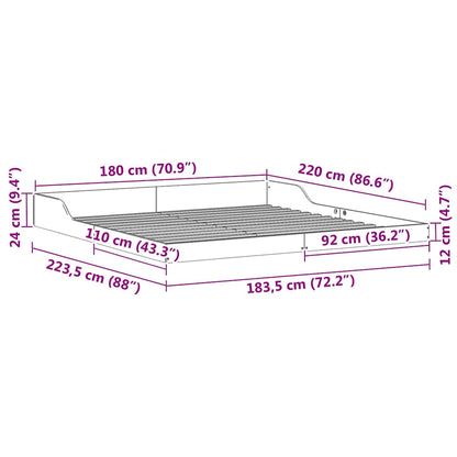 vidaXL Bed Frame Brown 180 x 220 cm Solid Pine Wood