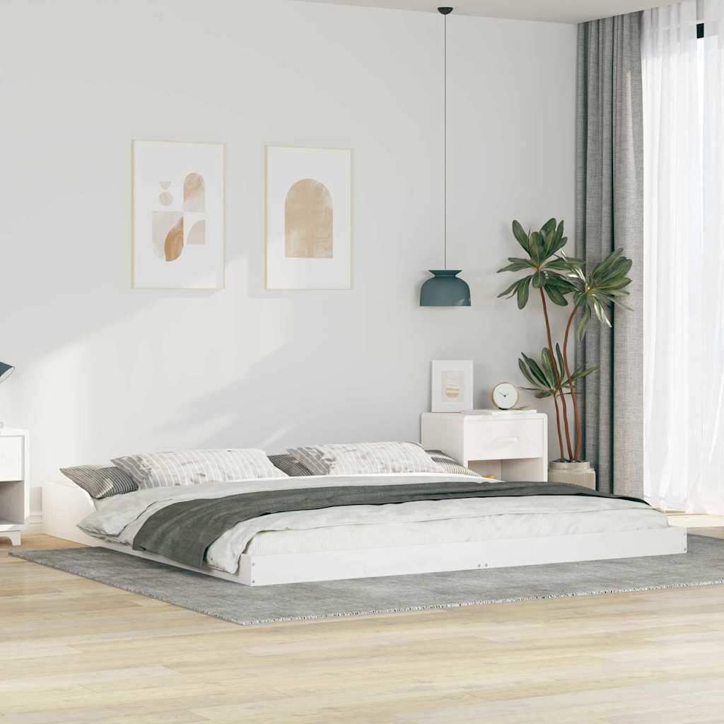 vidaXL Bed Frame White 180 x 220 cm Solid Pine Wood