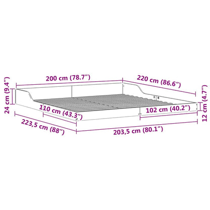 vidaXL Bed Frame Brown 200 x 220 cm Solid Pine Wood