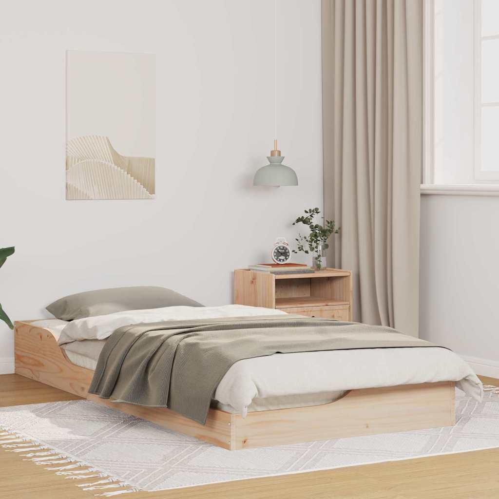 vidaXL Bed Frame Brown 100 x 200 cm Solid Pine Wood