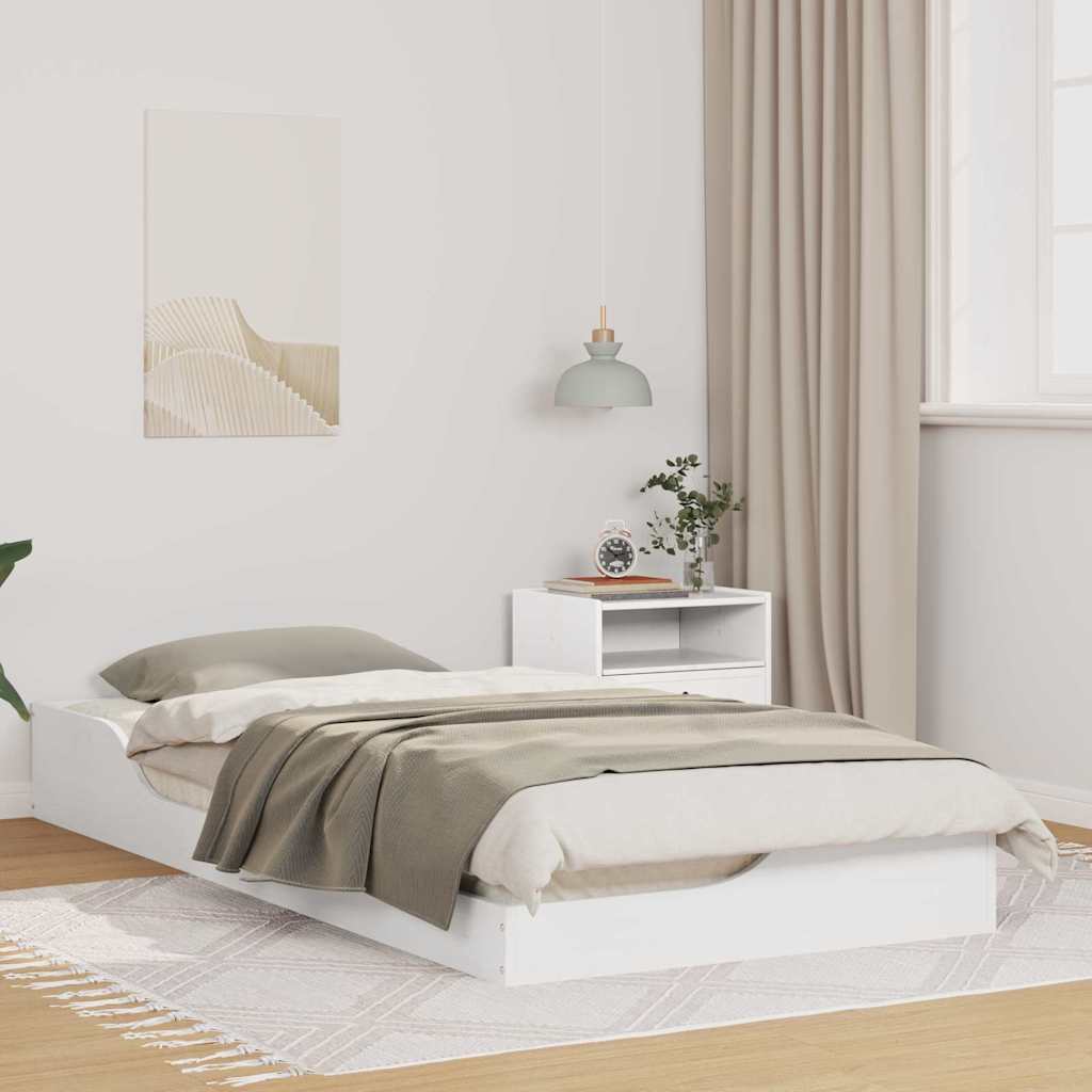 vidaXL Bed Frame White 100 x 200 cm Solid Pine Wood