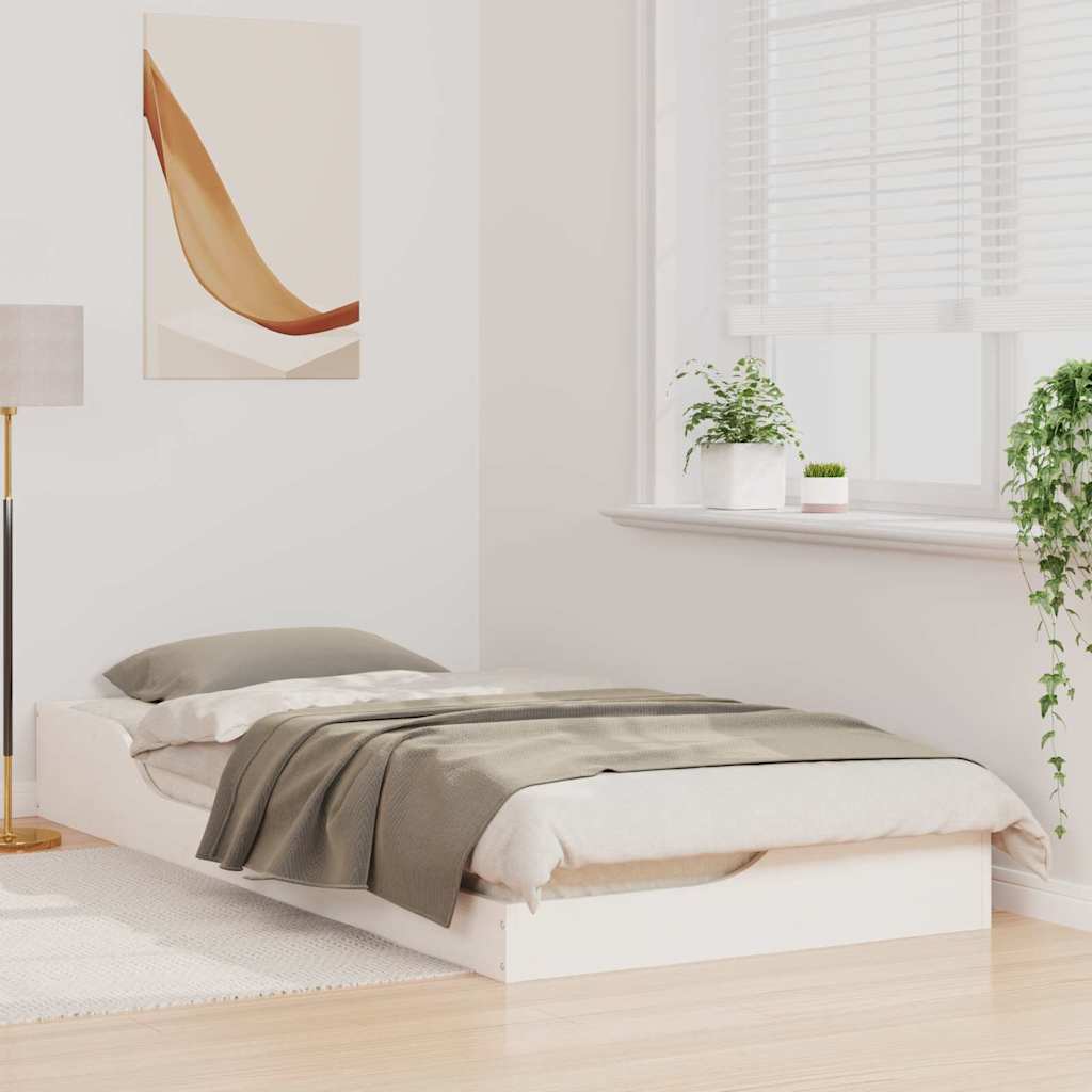 vidaXL Bed Frame White 100 x 200 cm Solid Pine Wood